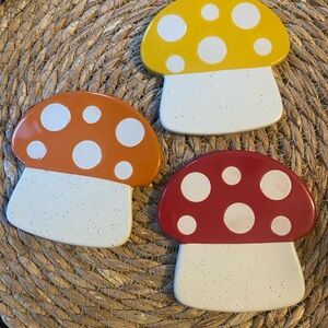Cost Plus World Market Mushroom Ceramic Coasters - Red, Orange, Yellow
